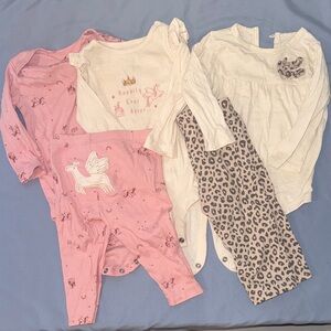 Carter's Girls Pink & White Unicorn and Leopard pant set